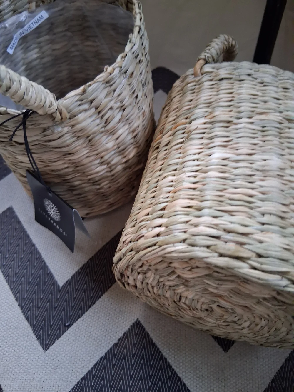 Woven Natural Seagrass Storage Basket with Handles